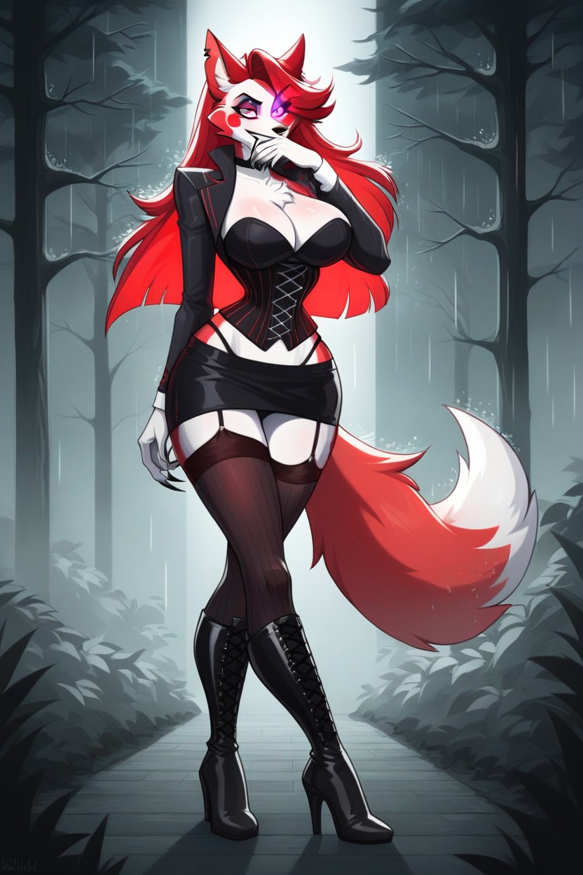Dusk, Raining, Full Body Furry AI Porn