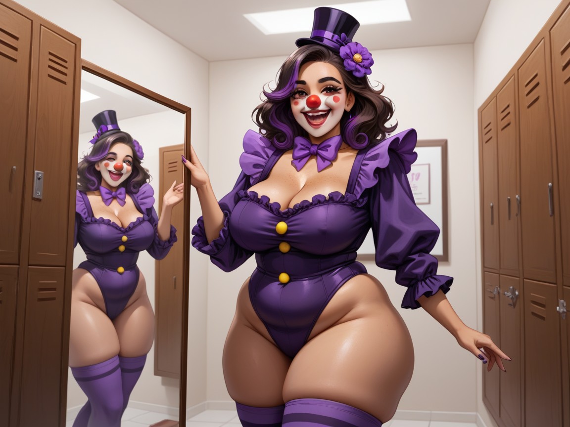 Freckles On Face, Round Chest, Wide Rounded Waist Hentai AI Porn