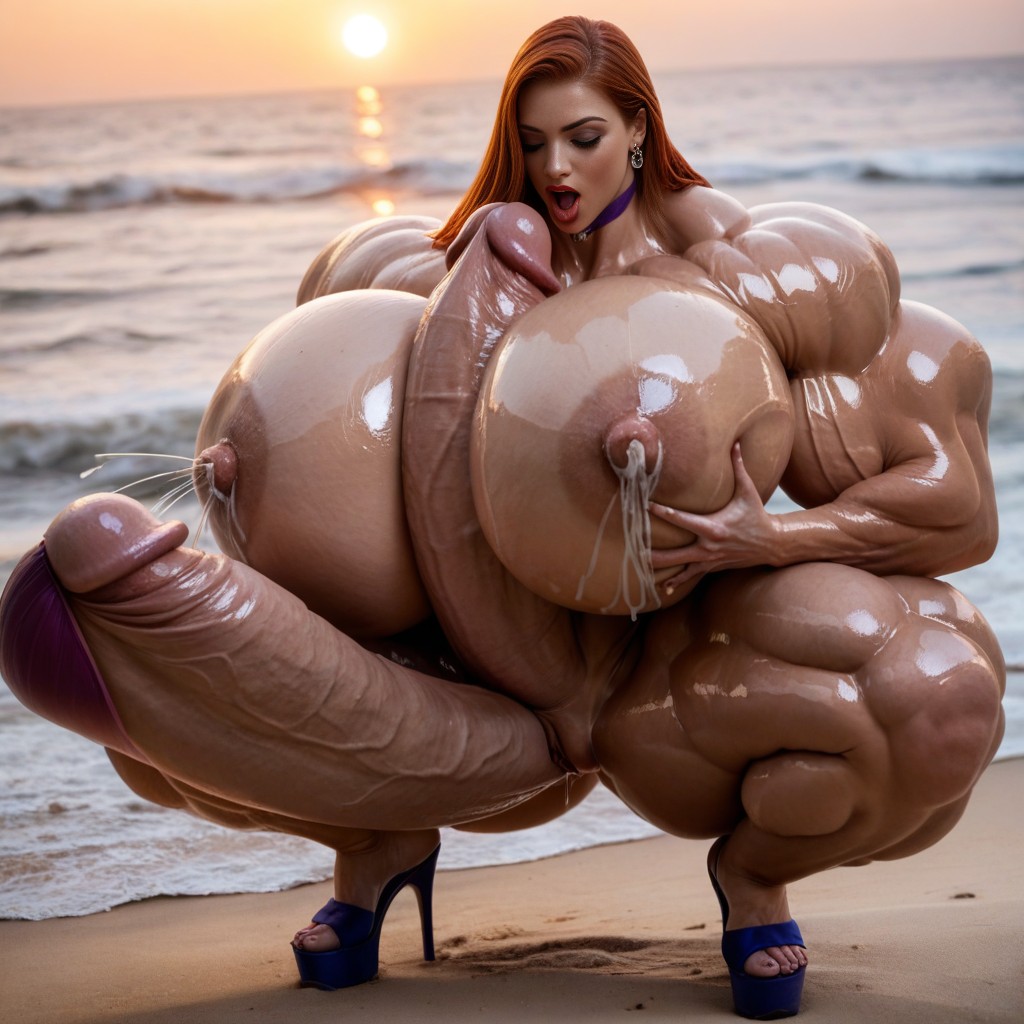 Cum, Striking Beauty, Extreme Length Hyper Massive Cock ИИ порно