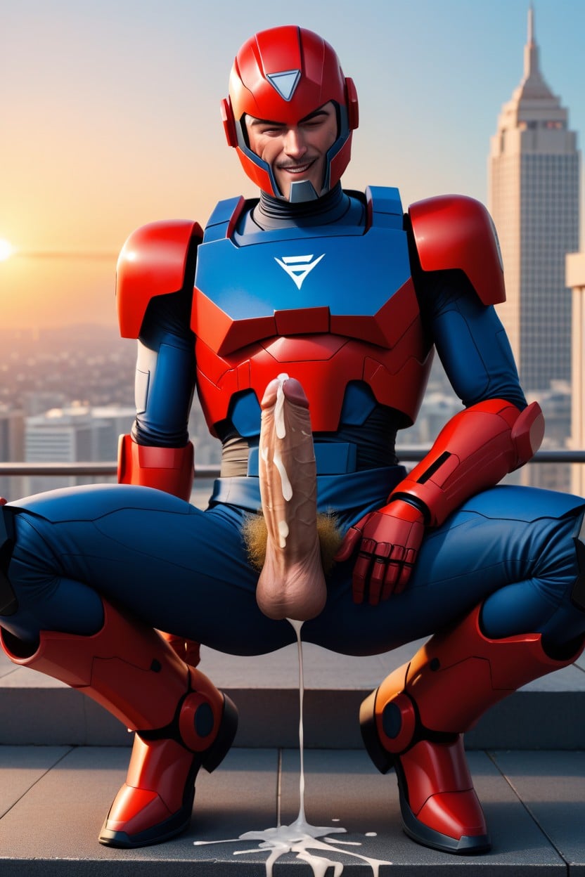 Iron Man, Bukakke, Shaggy Curly Hair AI Gay Porn