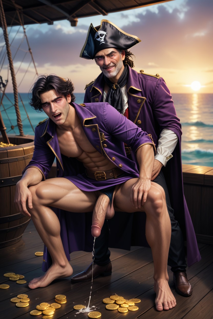 Bending Over, Smooth Skin, Sunset AI Gay Porn