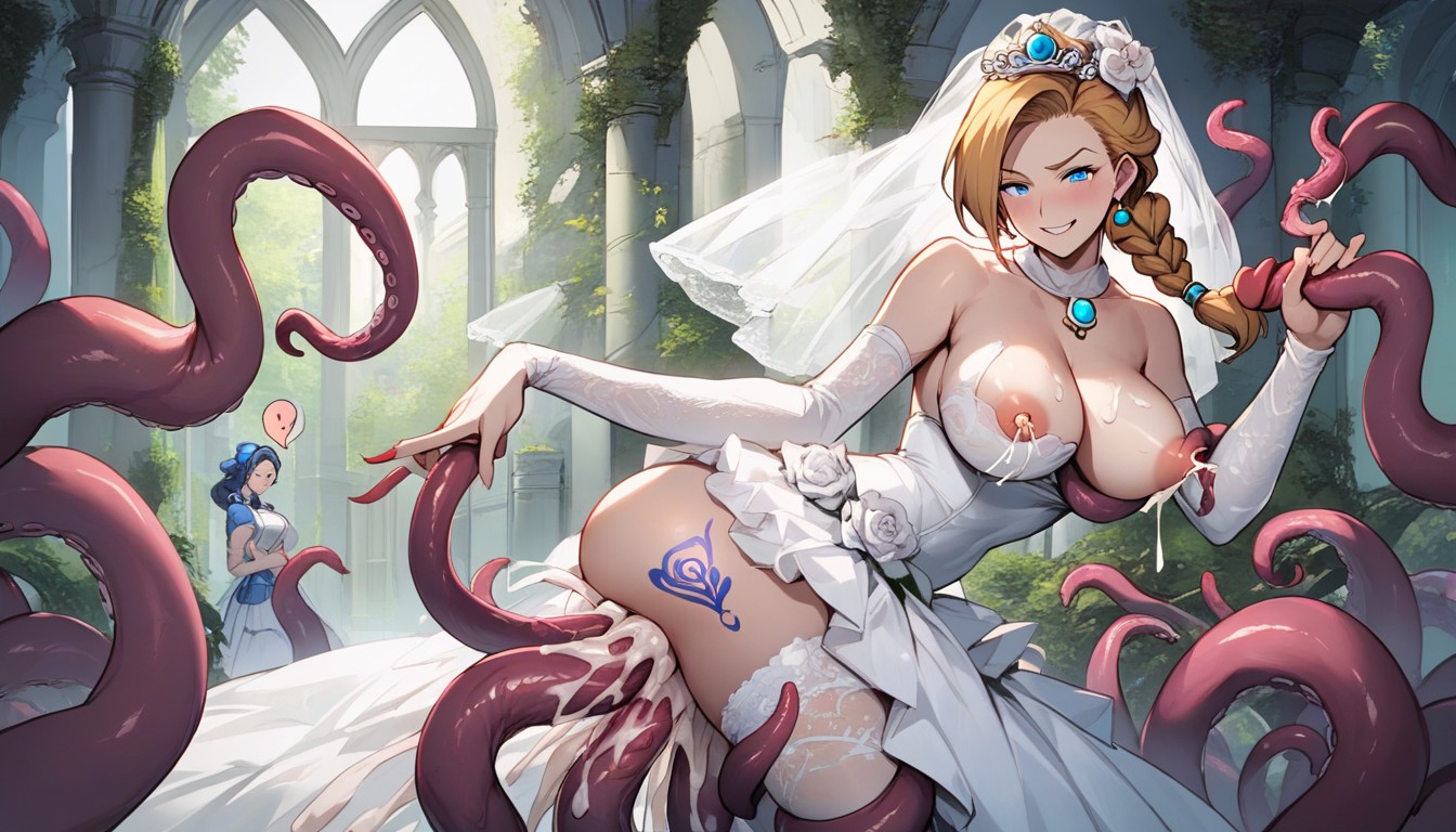 Excessive Creampie From Tentacles, Impregnation, Side View Hentai AI Porn