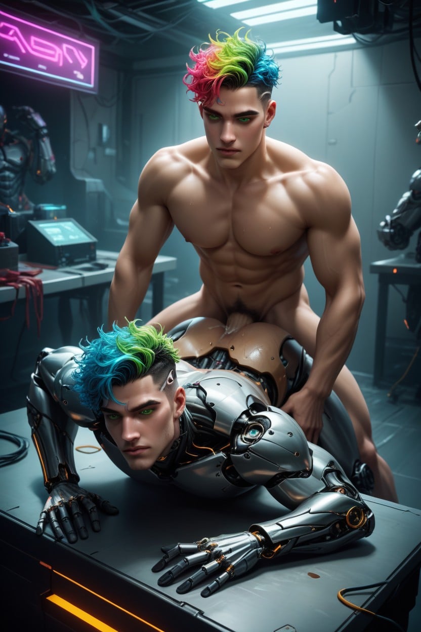 Robot Legs, Noon, Facing Viewer AI Gay Porn