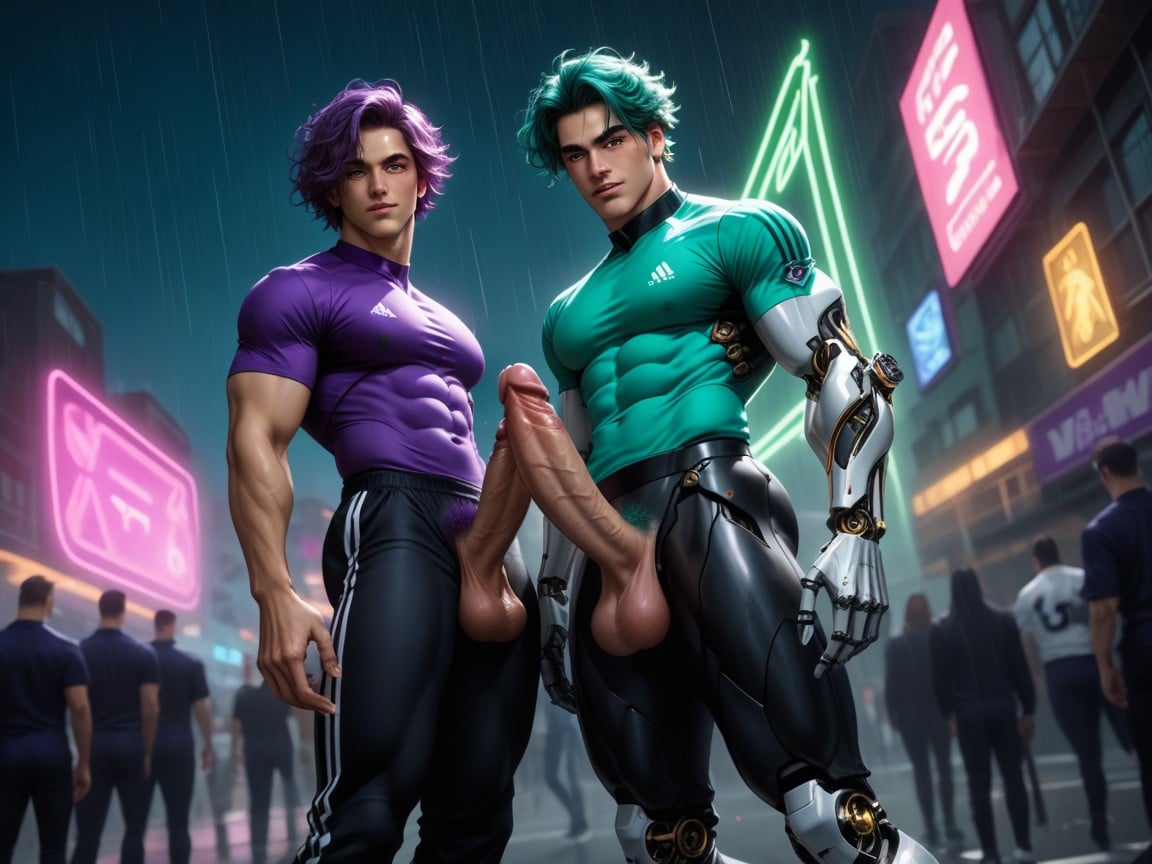 Happy, Neon, Medium Length AI Gay Porn