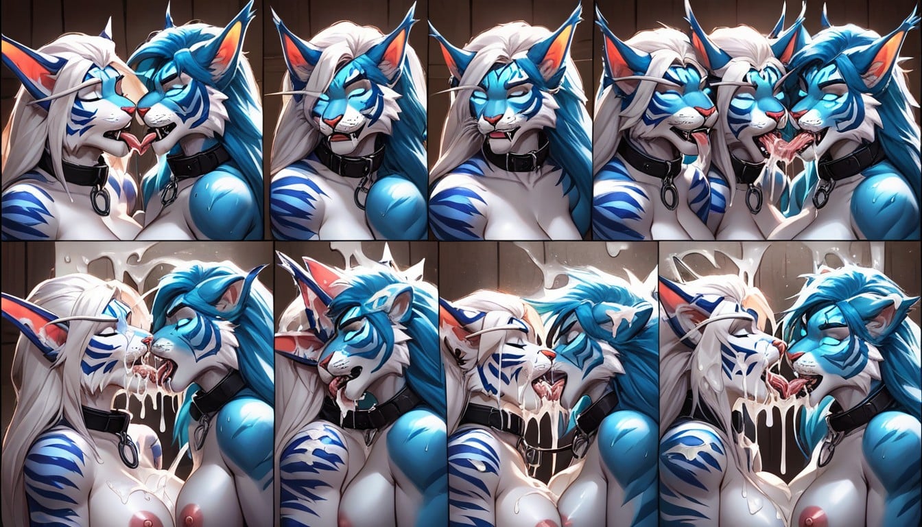 White Body Fur, Lots Of Cum, Cum On Muzzle Furry AI Porn