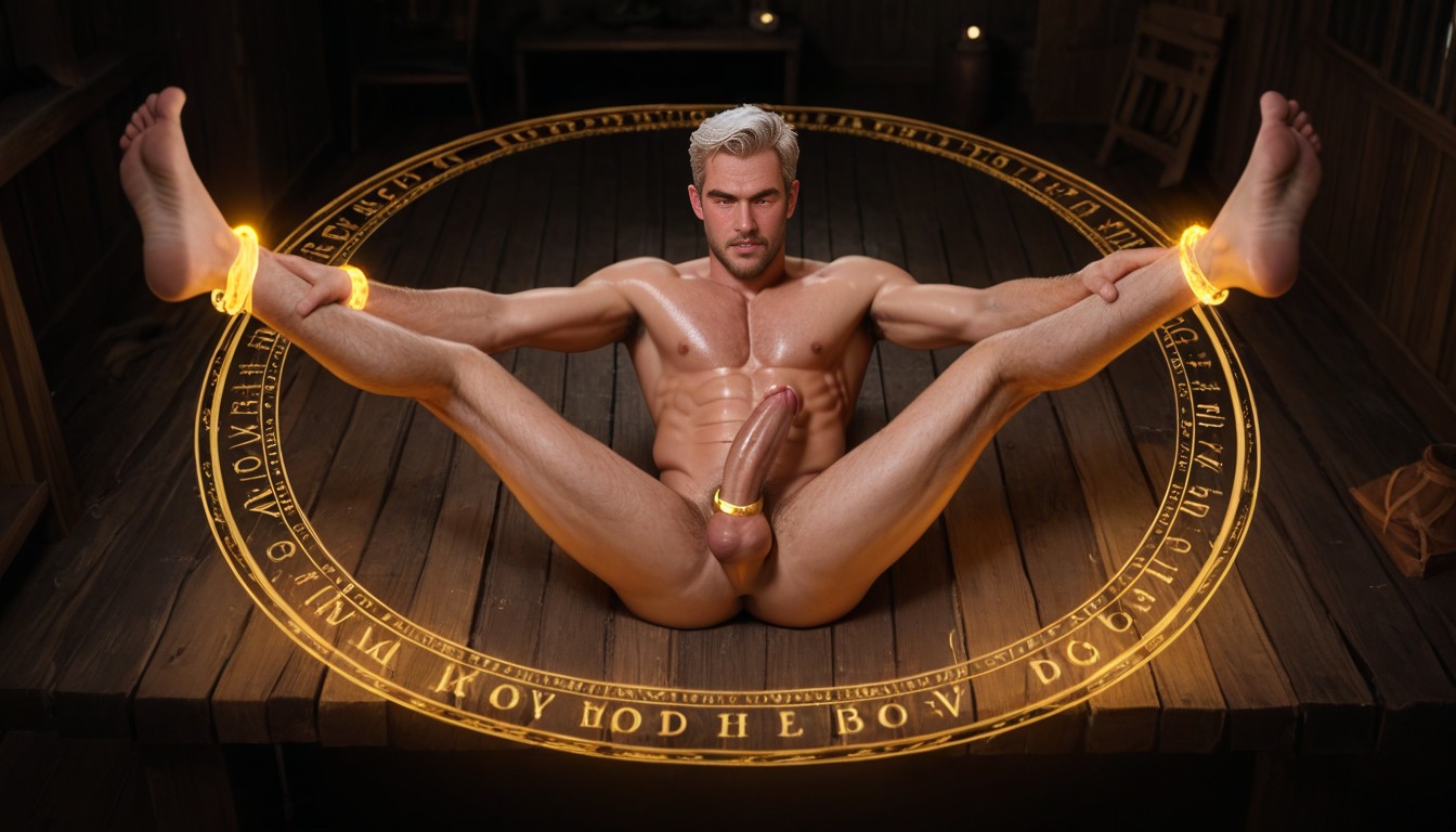 Glowing Writing On Bracelets, Glowing Magic Circle, Magic Spells AI Gay Porn