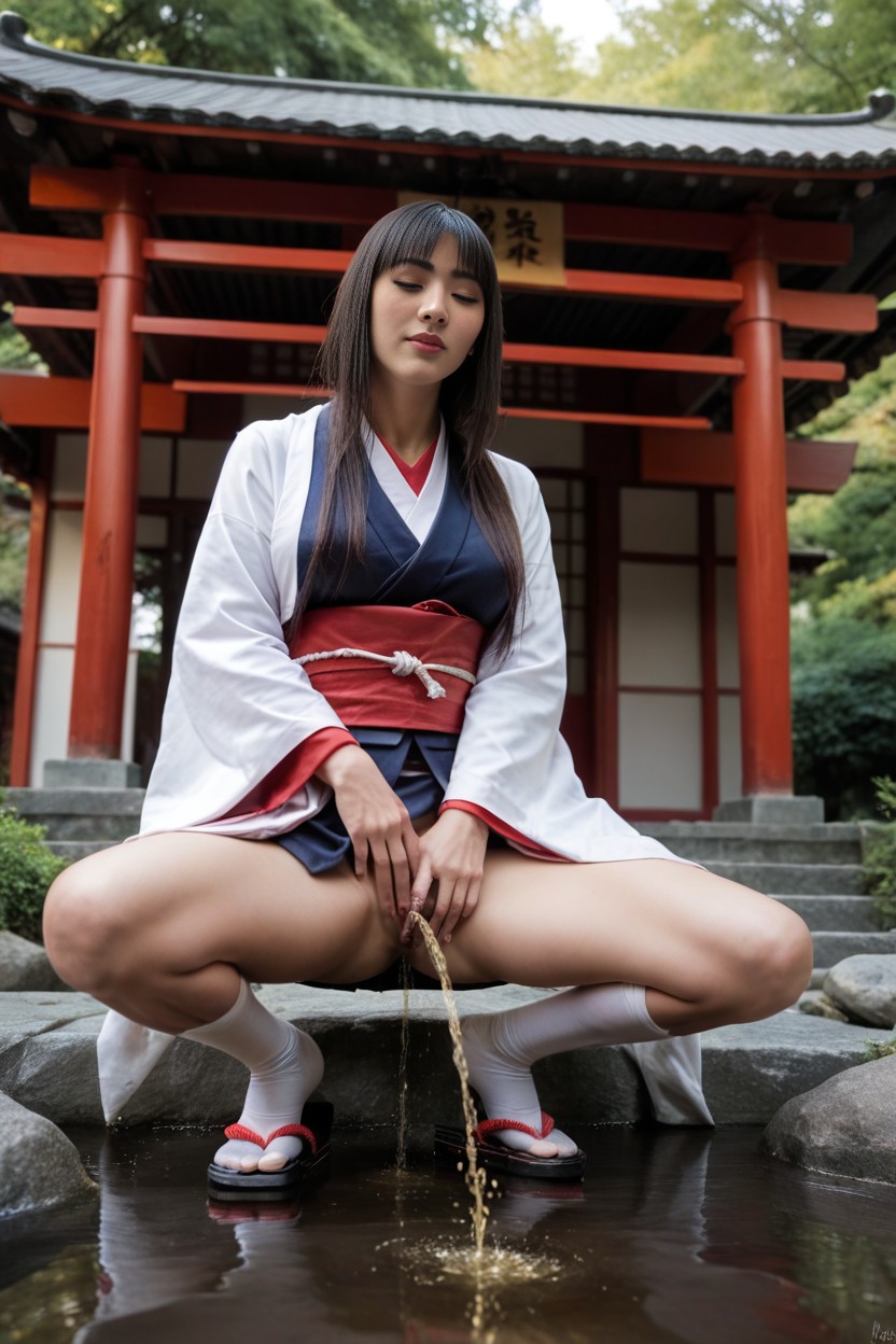 Pissing, Japanese Miko, Japanese Shrine Maiden Furry AI Porn