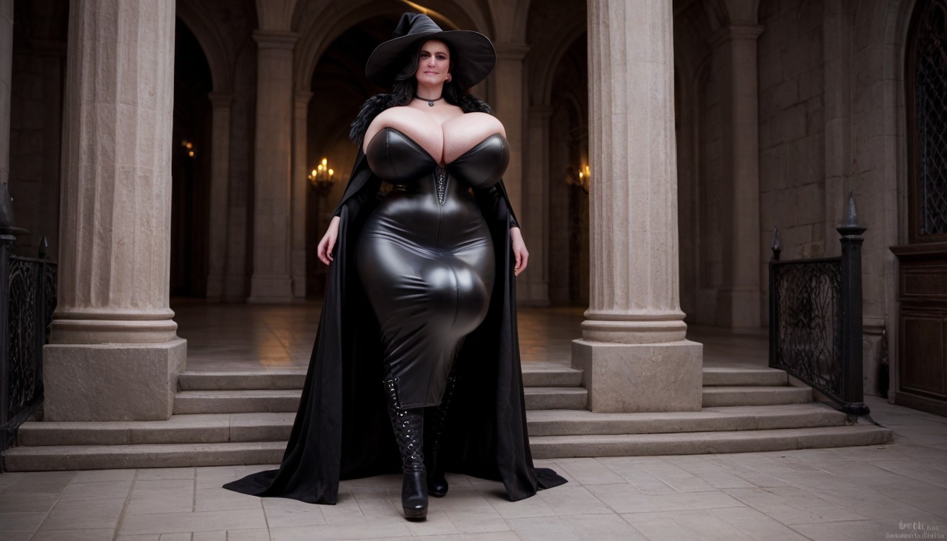 Grinning, Gigantic Round Breasts, Fat Shemale AI Porn