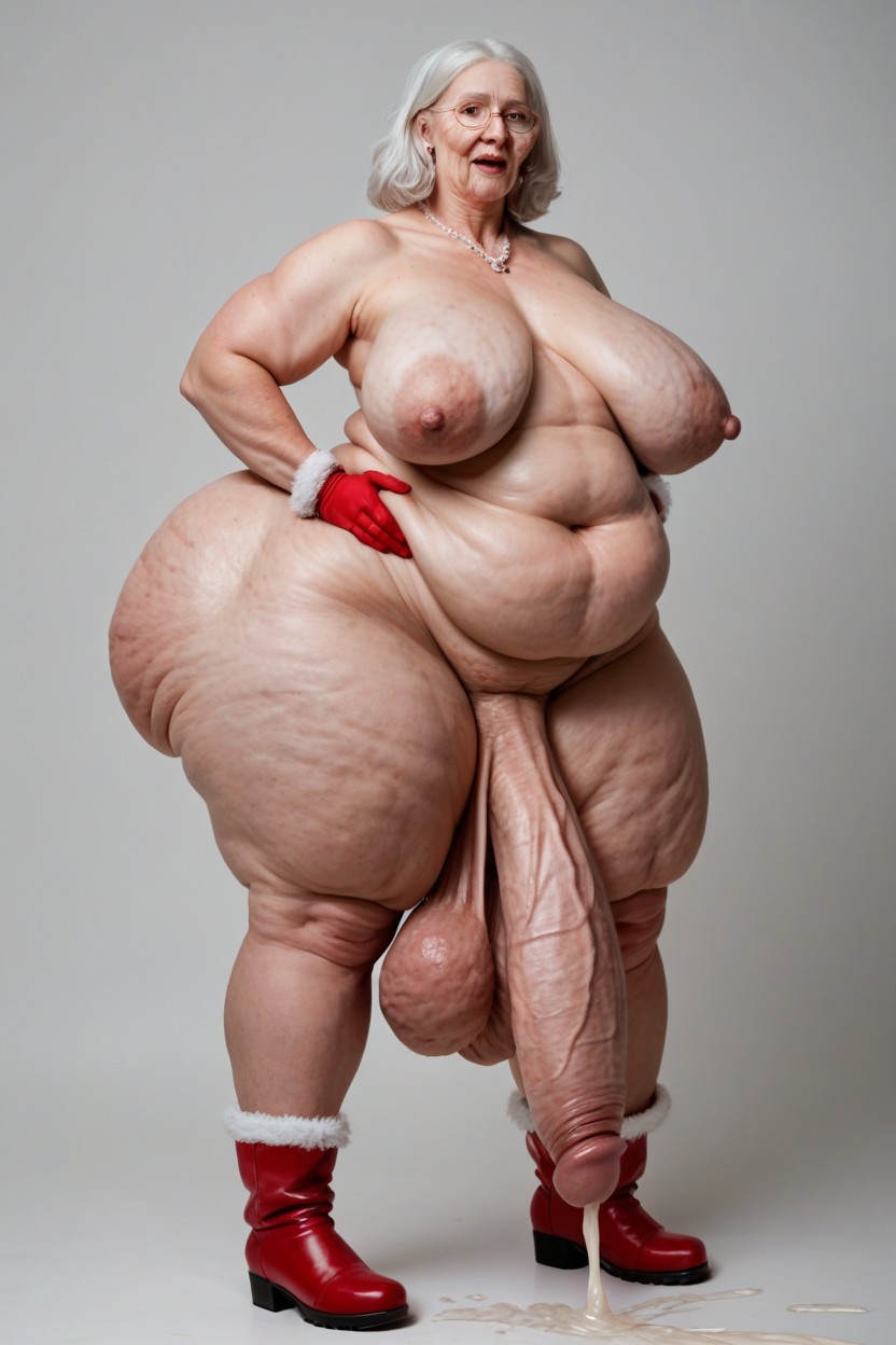 Erect Cock, Hyper Saggy Breasts, Extremely Veiny Breasts Shemale AI Porn