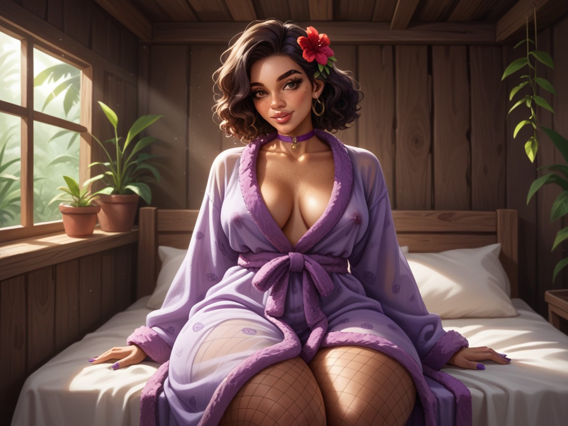 Purple Nails, Eyebrow Piercing, Sunny Hentai AI Porn