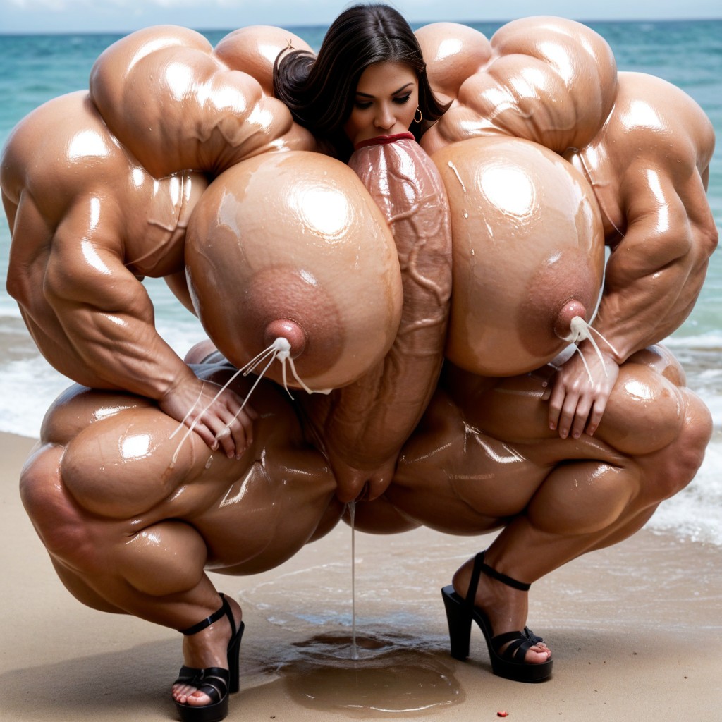 Extreme Muscle Definition Mass, Realistic Beautiful Pretty Eyes Face, Cum AI Porn