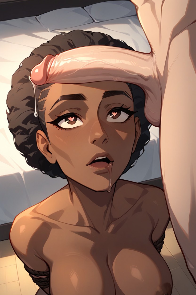 18+, Her Eyebrows Are Slightly Furrowed In Curiosity, Tan Skin AI Porn