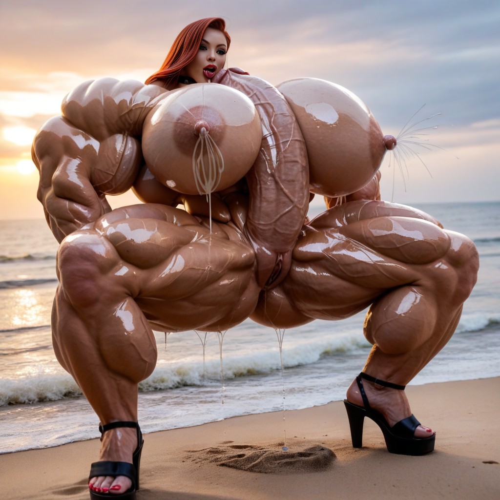 Autopaizuri, Sexy Sultry Feminine Face, Jessica Rabbit Grip Her Ultra Long Excessive Length Mega Super Hyper Cock AI Porn