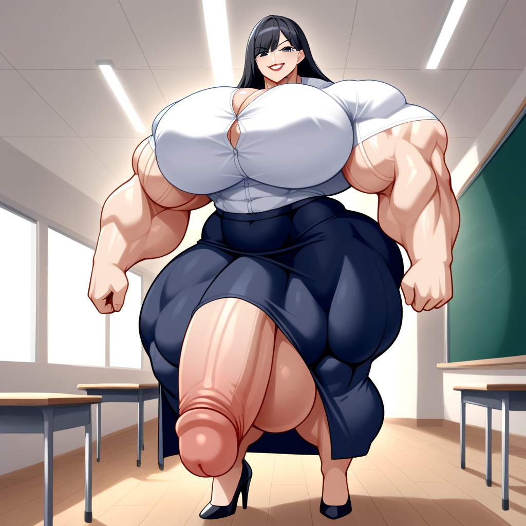 Muscular, Gigantic Breast, Smug Expression Shemale AI Porn