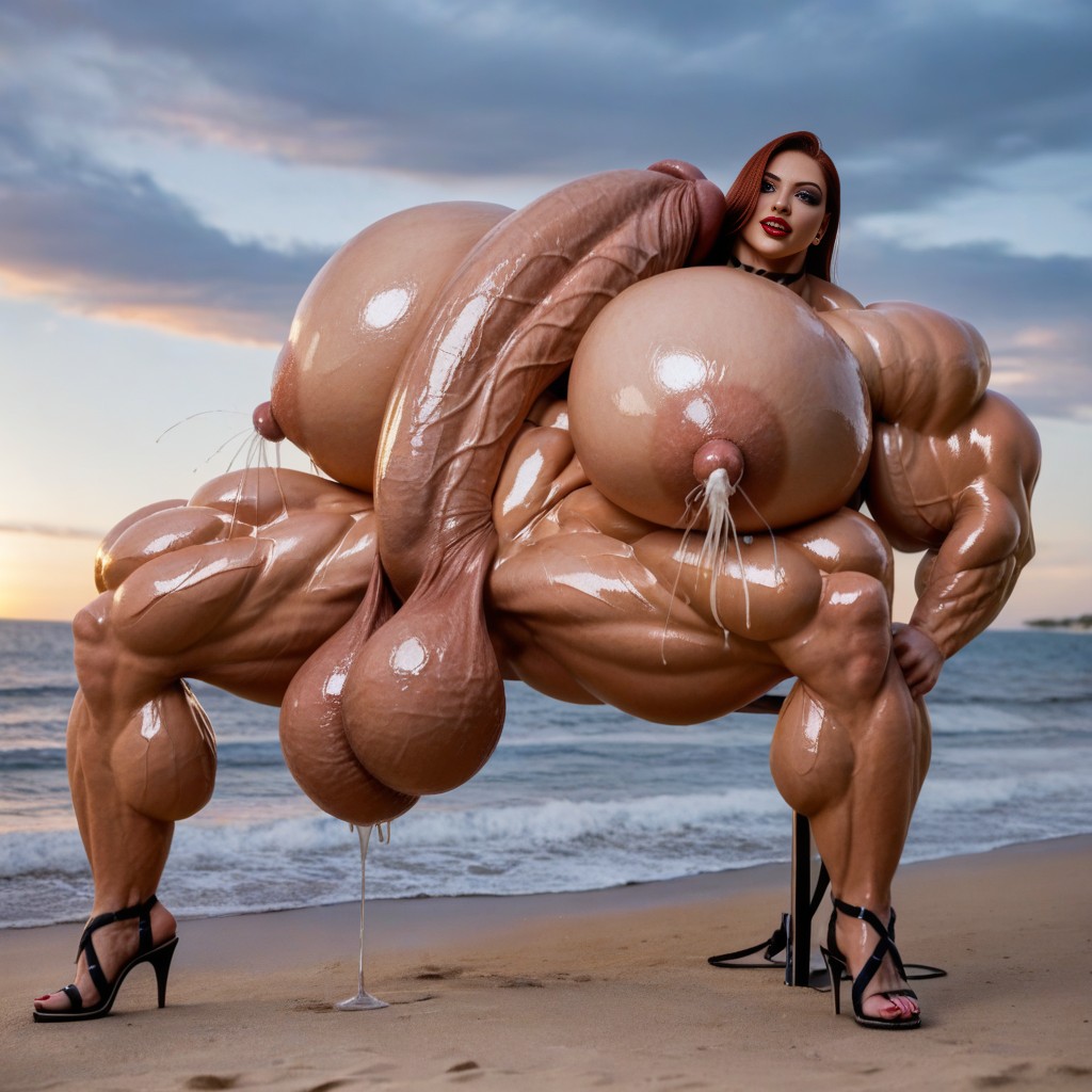 Squatting, Excessive Muscle & Striation, Autopaizuri AI Porn