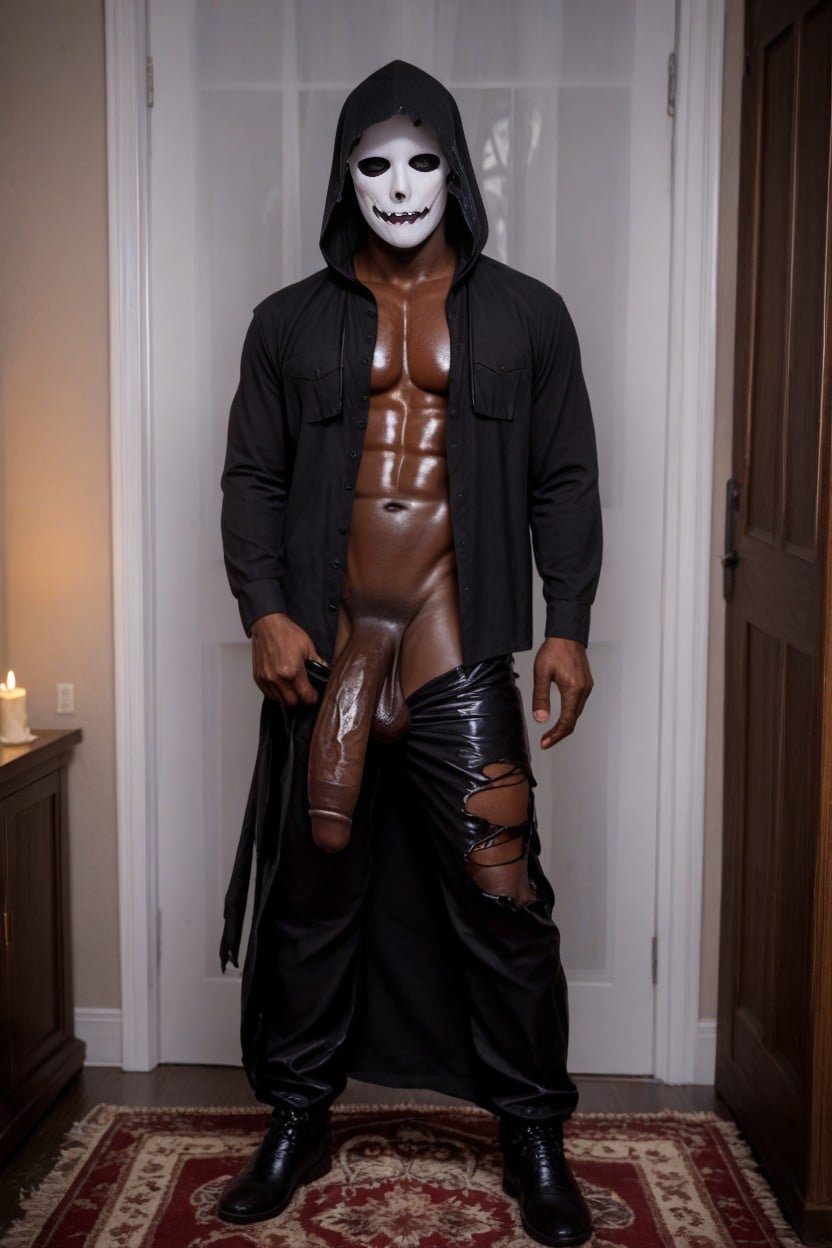 Impossibly Long Penis, Halloween, Face Covered AI Gay Porn