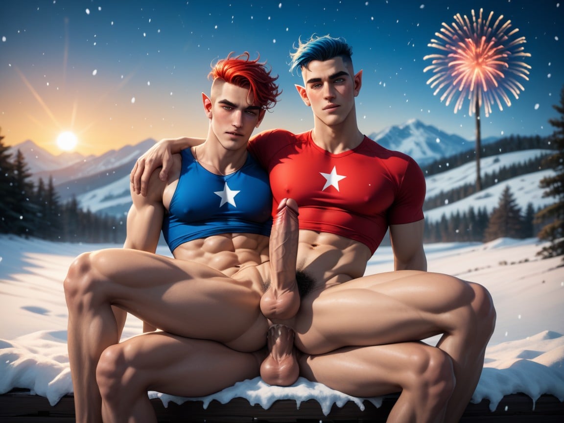 Shaved Face, Snow, Nude AI Gay Porn