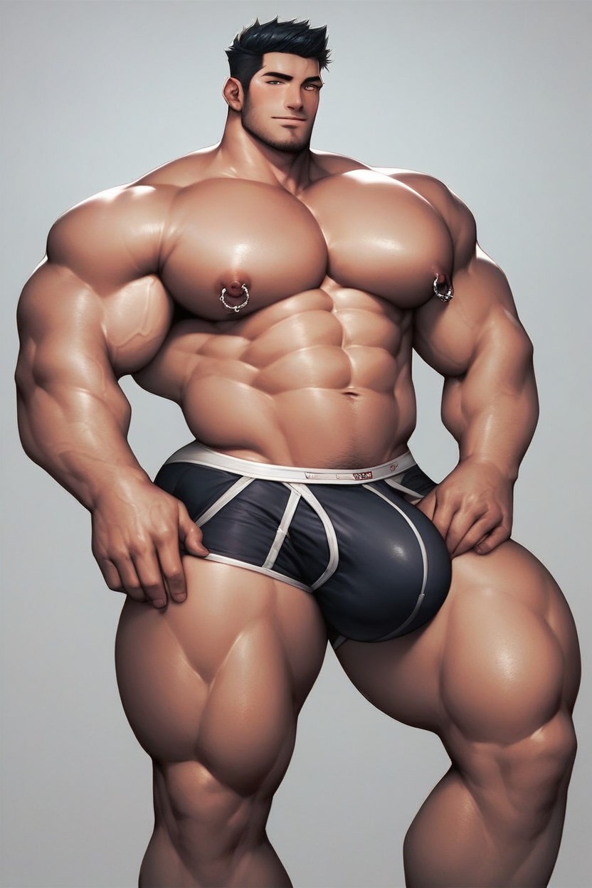 Nipple Piercings, Muscular Man, Bubble Butt Furry AI Porn