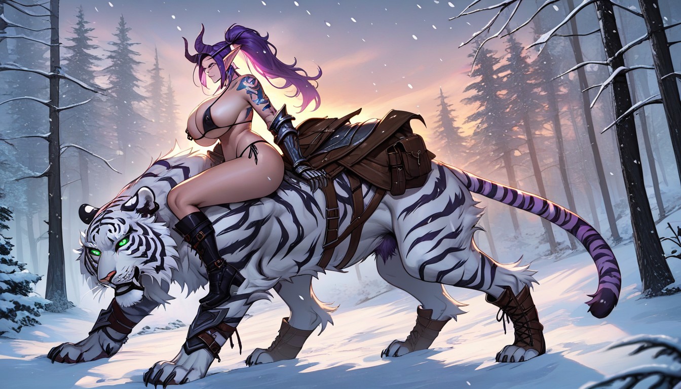 Forest In Winter, Voluptuous, Bikini AI Porn