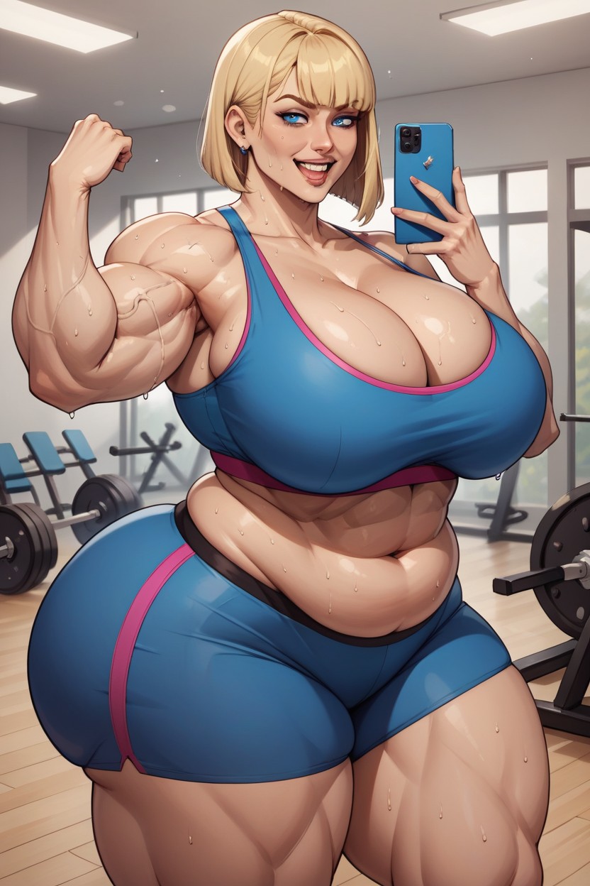 Sport Bra, Blue Eyes, Bbw AI Porn
