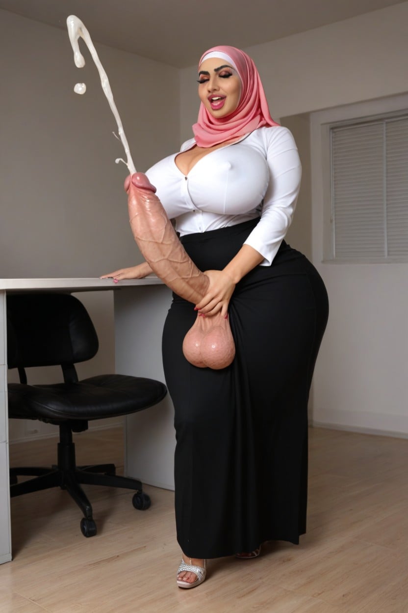 Closed Eyes, Thick, Office Pant Shemale AI Porn