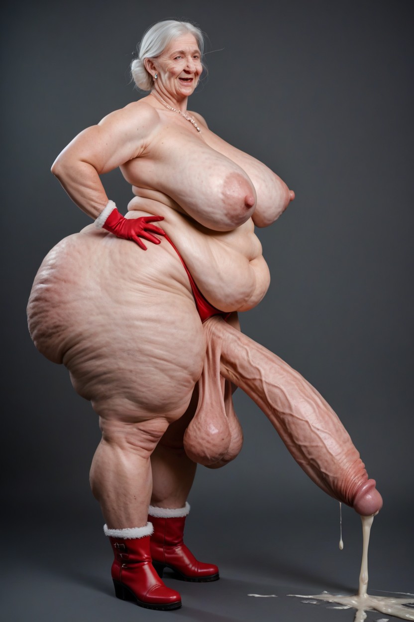 Big Curves, Hands On Hips, Saggy Breasts Shemale AI Porn