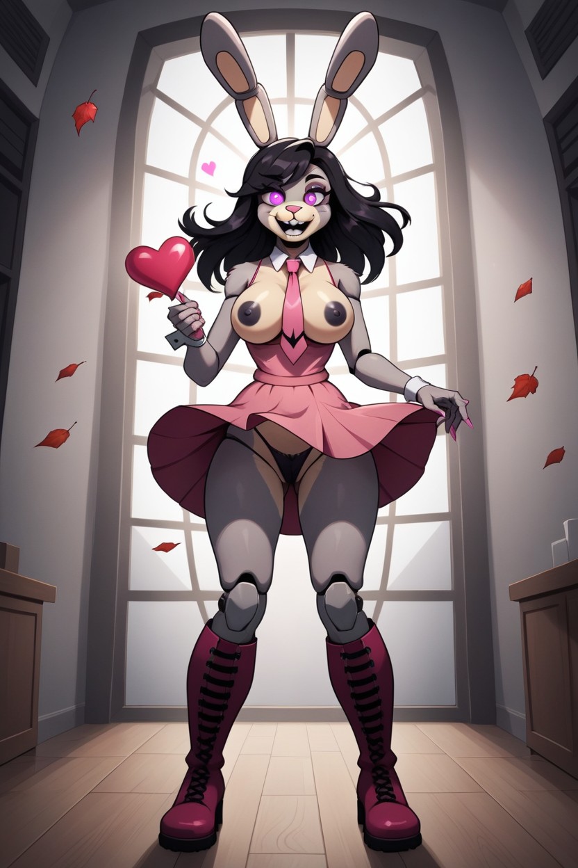 Standing, Blowing In The Wind Setting A Back Room In A Run Down Pizza Joint, No Panties Furry AI Porn