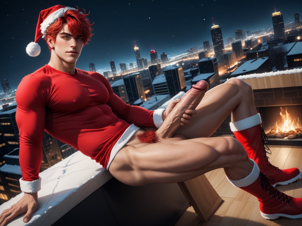 Nsfw, Christmas, Side View AI Gay Porn