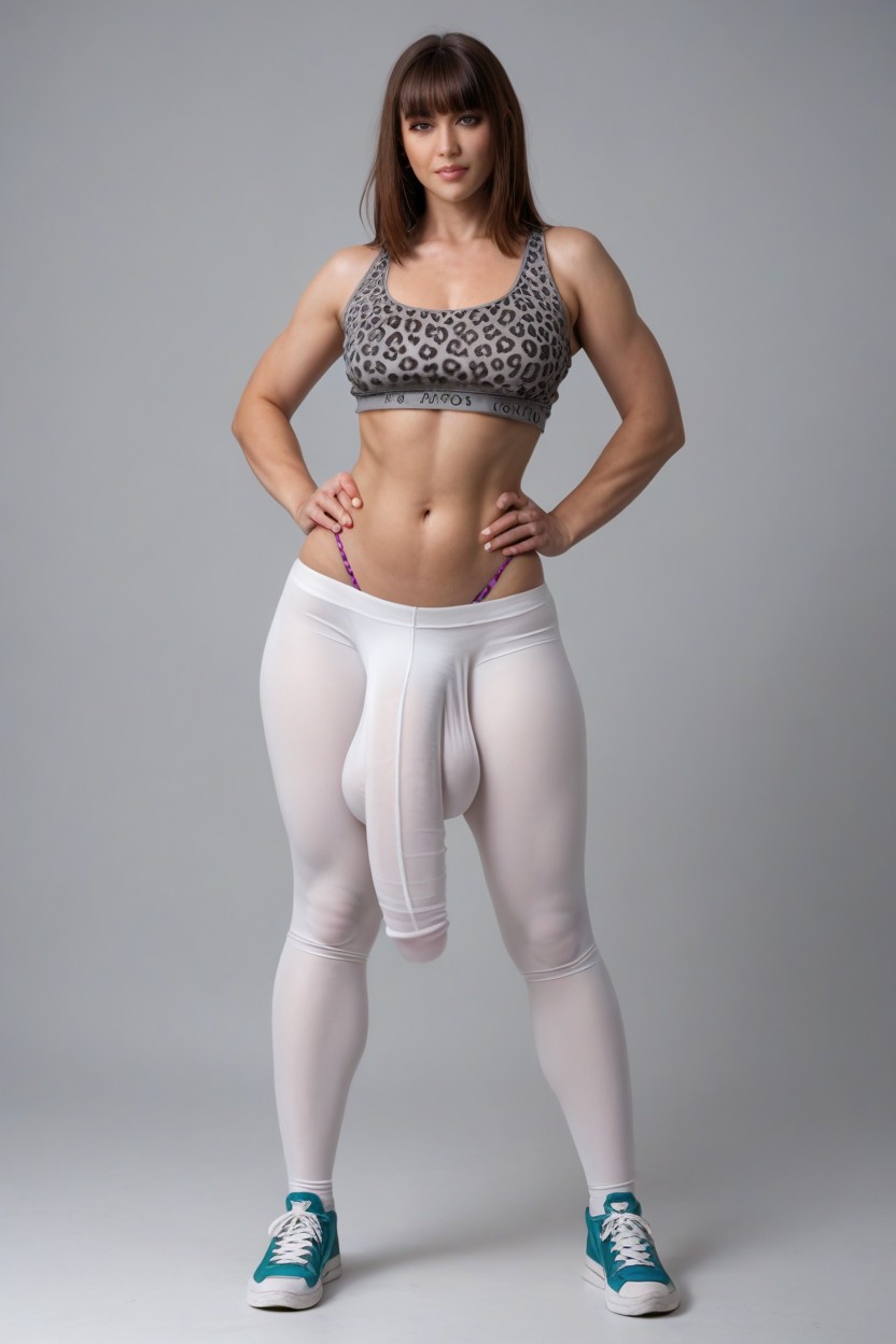 Front View, Big Cock Bulge, Massive Round Huge Bulge Shemale AI Porn