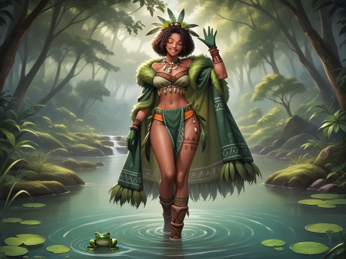 Squared Midriff, Frog Headdress, Straight Ass Hentai AI Porn