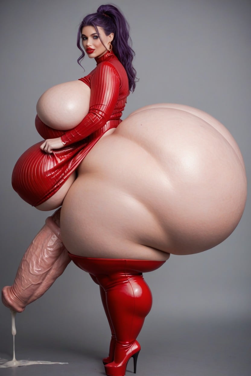 Hyper Frenum Ladder Piercings, Giant Oversized Hips, Multi Breast Shemale AI Porn