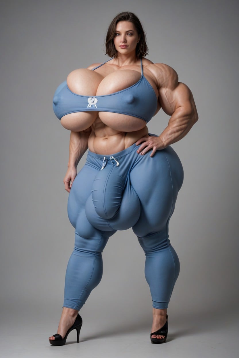 Gigantic Breasts, Veins, Standing With A Man Shemale AI Porn