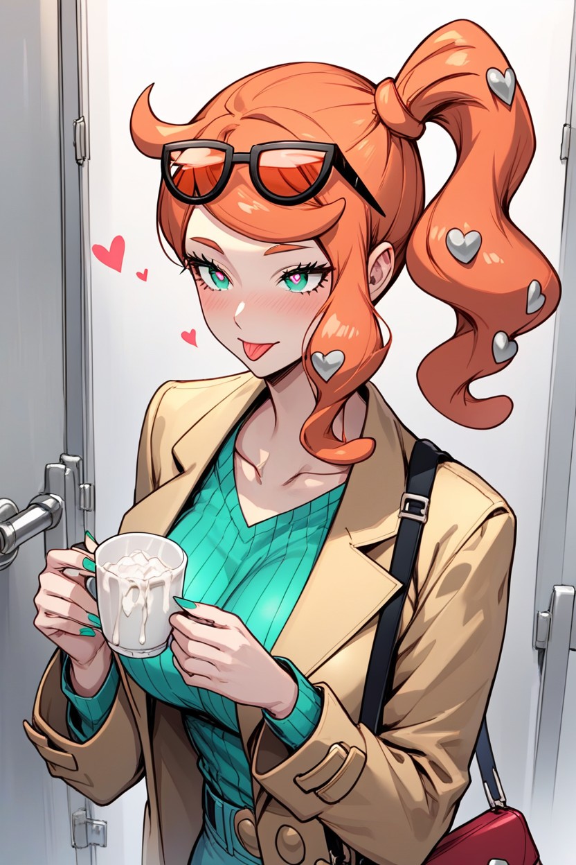 Long_sleeves, Rounded Breast, Heart Shaped Pupils Hentai AI Porn