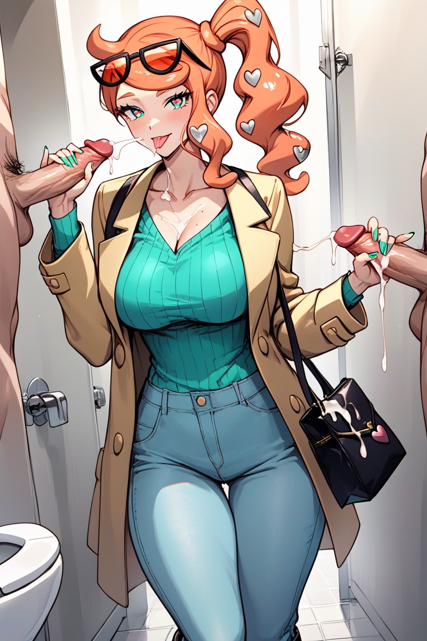 Eyes Semi-closed, Ribbed_shirt, Green_eyes Hentai AI Porn
