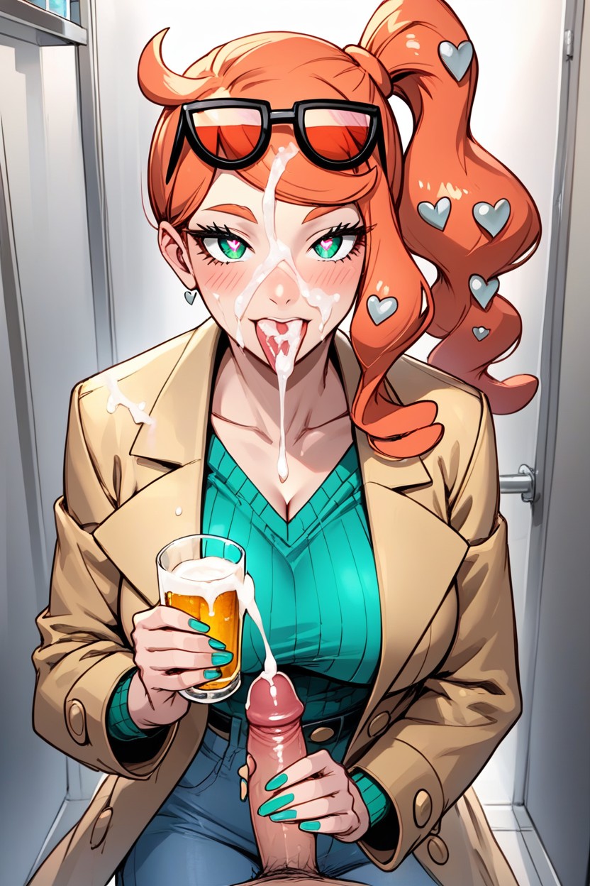 Heart Symbol, Orange_hair, Heart Shaped Pupils Hentai AI Porn