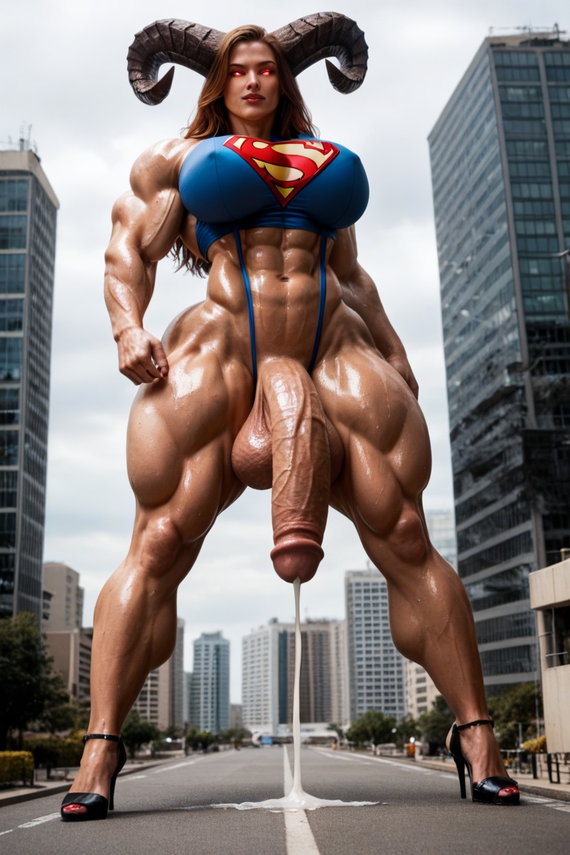 Legs Wide Apart, Macro, Exaggerated Massive Equincock Shemale AI Porn