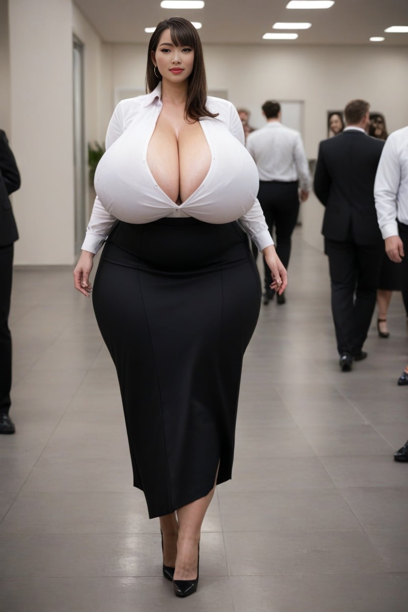 Veiny Breasts, Less Skin Exposure, Tight Skirt AI Porn