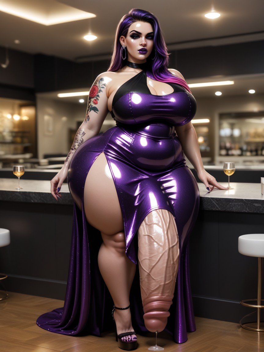 Heeled Sandals, Long Hair, Dark Makeup Shemale AI Porn