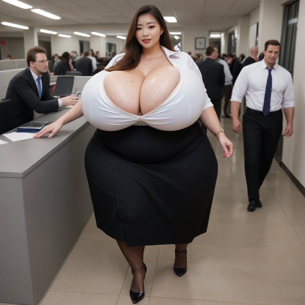 Less Skin Exposure, Full Body, Black High Heels AI Porn