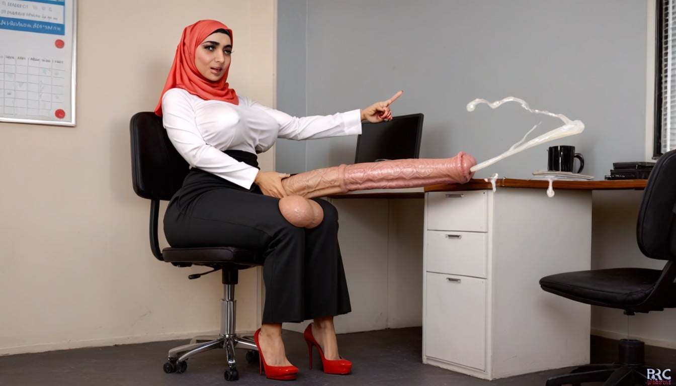 Massive Cock, Embarrassed , Hijab Satin Shemale AI Porn
