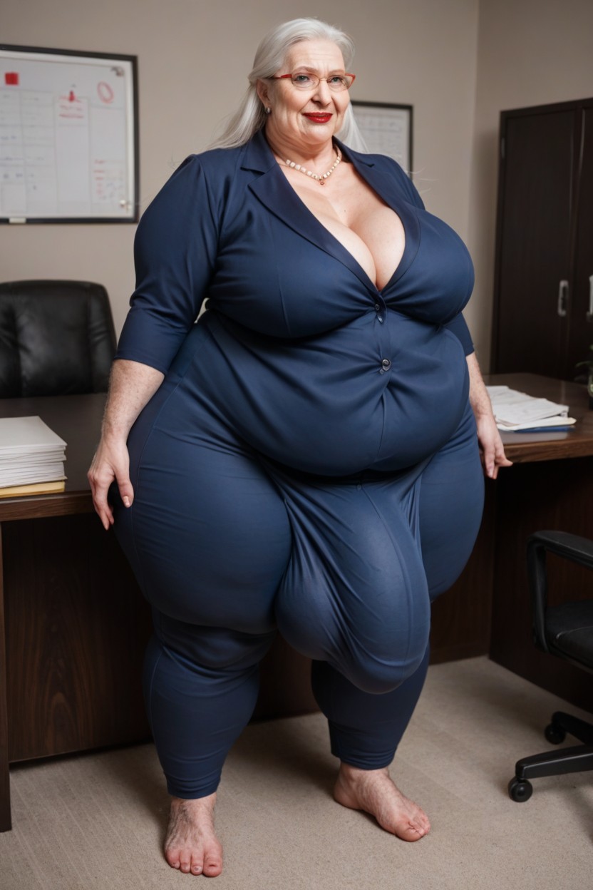Hyper Pubic Hair, White Hair, Big Belly Shemale AI Porn