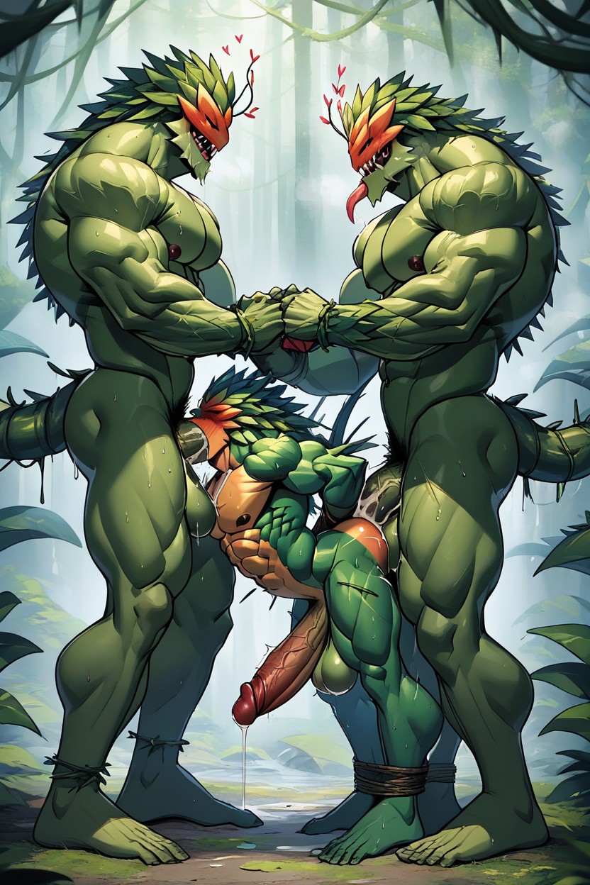 Plant Monster Has An Gigantic Large Dick, Full Body, Plant Monster Raping Furry AI Porn