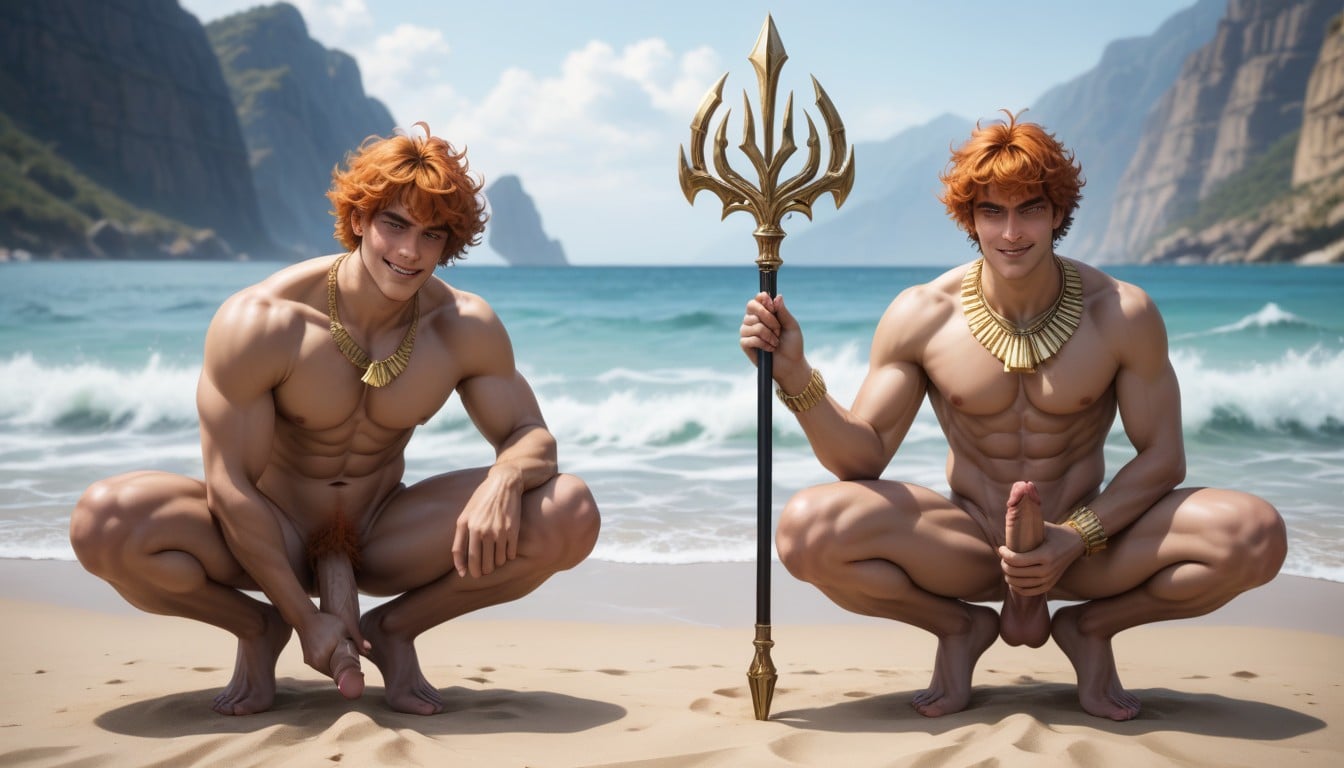 Messy Hair, Beach, Nude AI Gay Porn