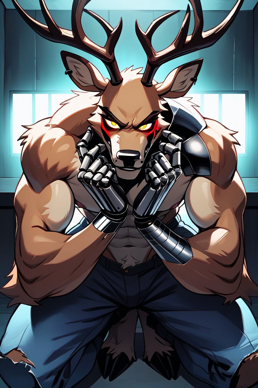Front View, Grinning, Twink Furry AI Porn