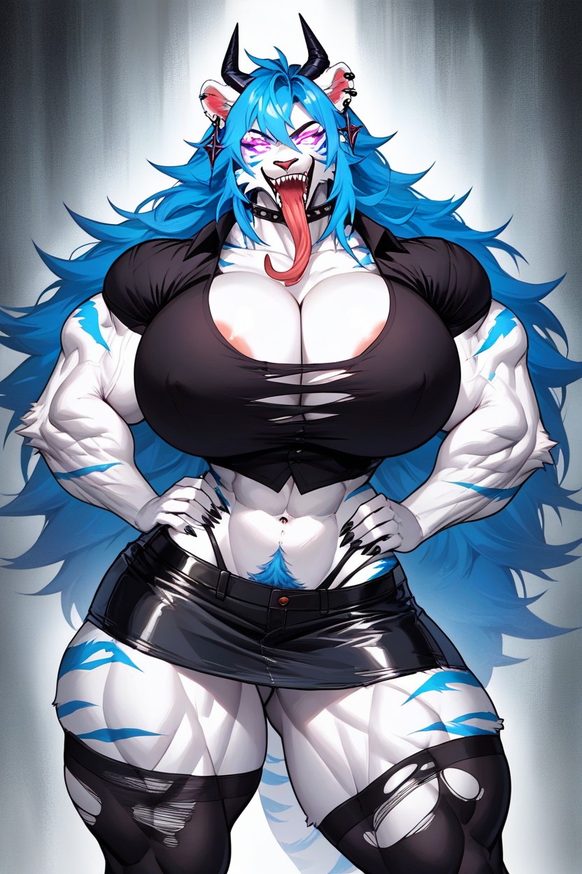 White Fur, White Body, Skirt Furry AI Porn