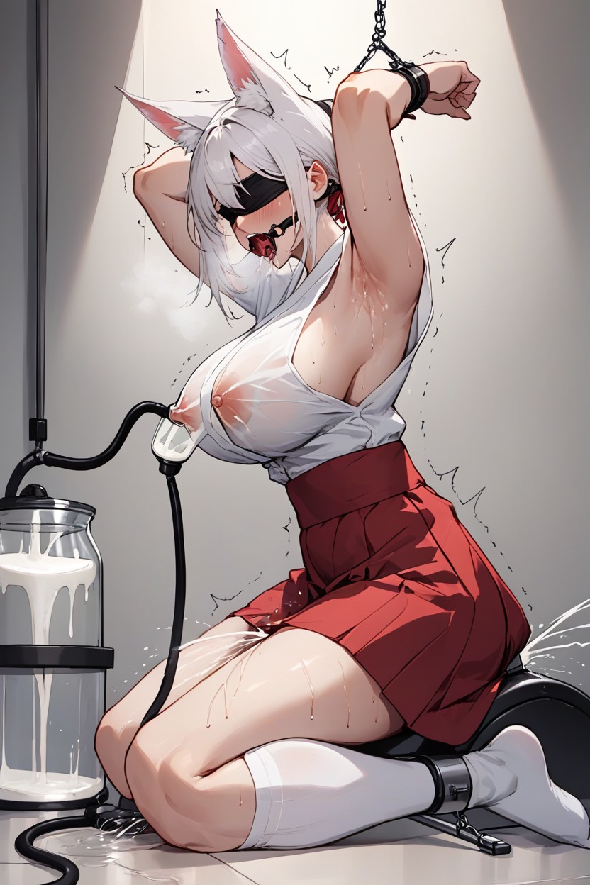 Pose, Thigh Length Socks, Arms Up Hentai AI Porn