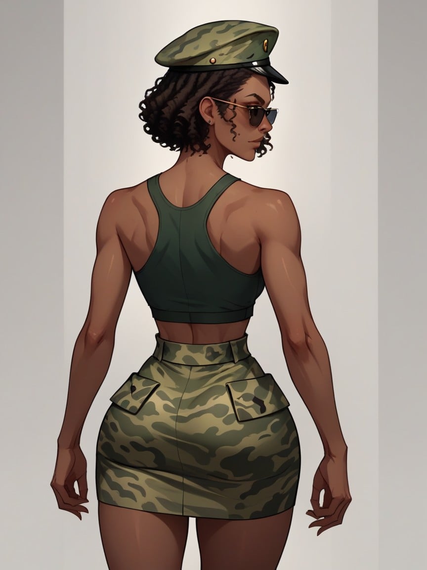 Long Legs, Dark Brown Skin, Squared Waist AI Porn