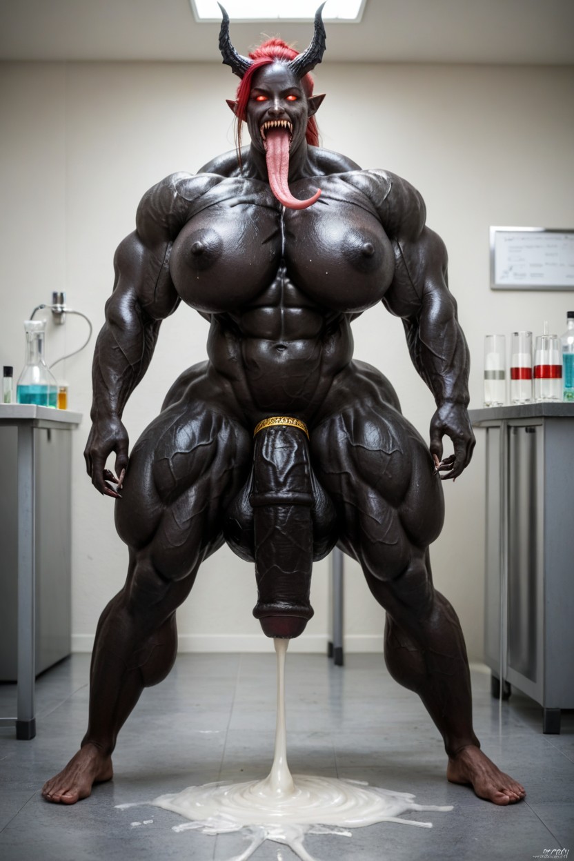 Excessive Cum, Ponytail, Lab Shemale AI Porn