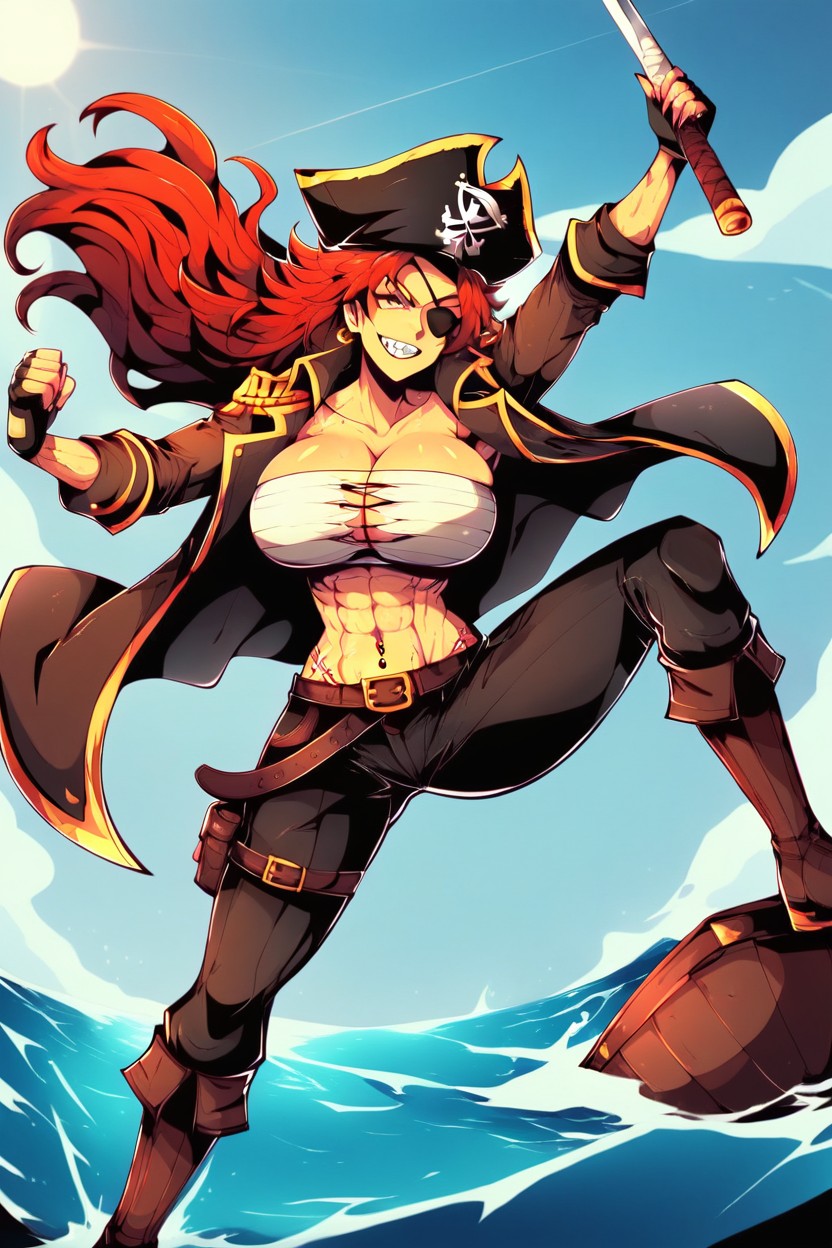 Extremly Long Red Hair, Massive Breast, Oiled Skin Hentai AI Porn