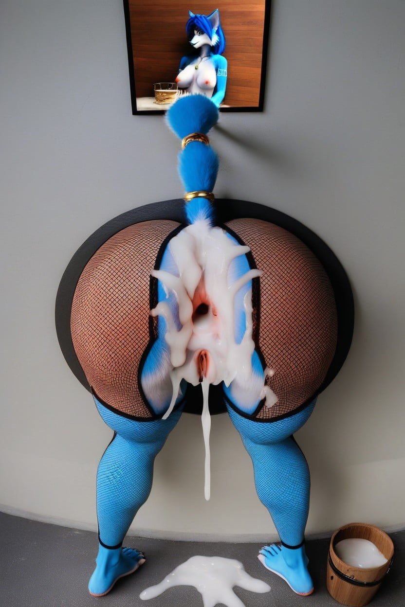 Feet With Toes, Knees On Floor, Cum In Anus Furry AI Porn